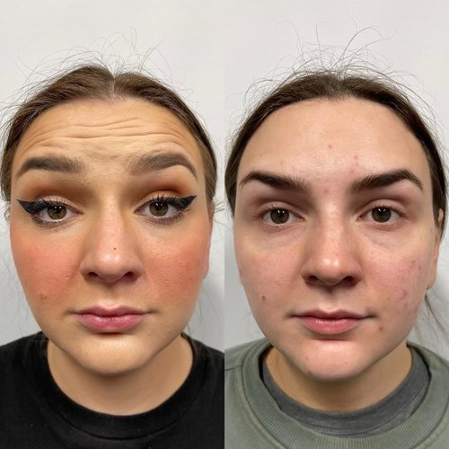 wrinkle relaxers before and after photo by georgous aesthetic bar in kansas city